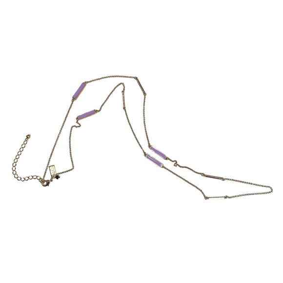Kate Spade Purple Raising the Bar Gold Chain Long Necklace Pave Crystals - Picture 2 of 9
